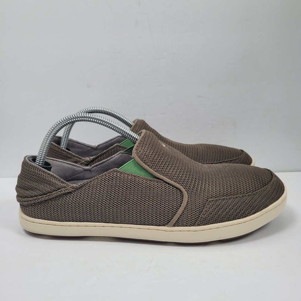 Olukai Men's Brown & Green Mesh Slip-On Casual Shoes 10188-13AP US Size 9
